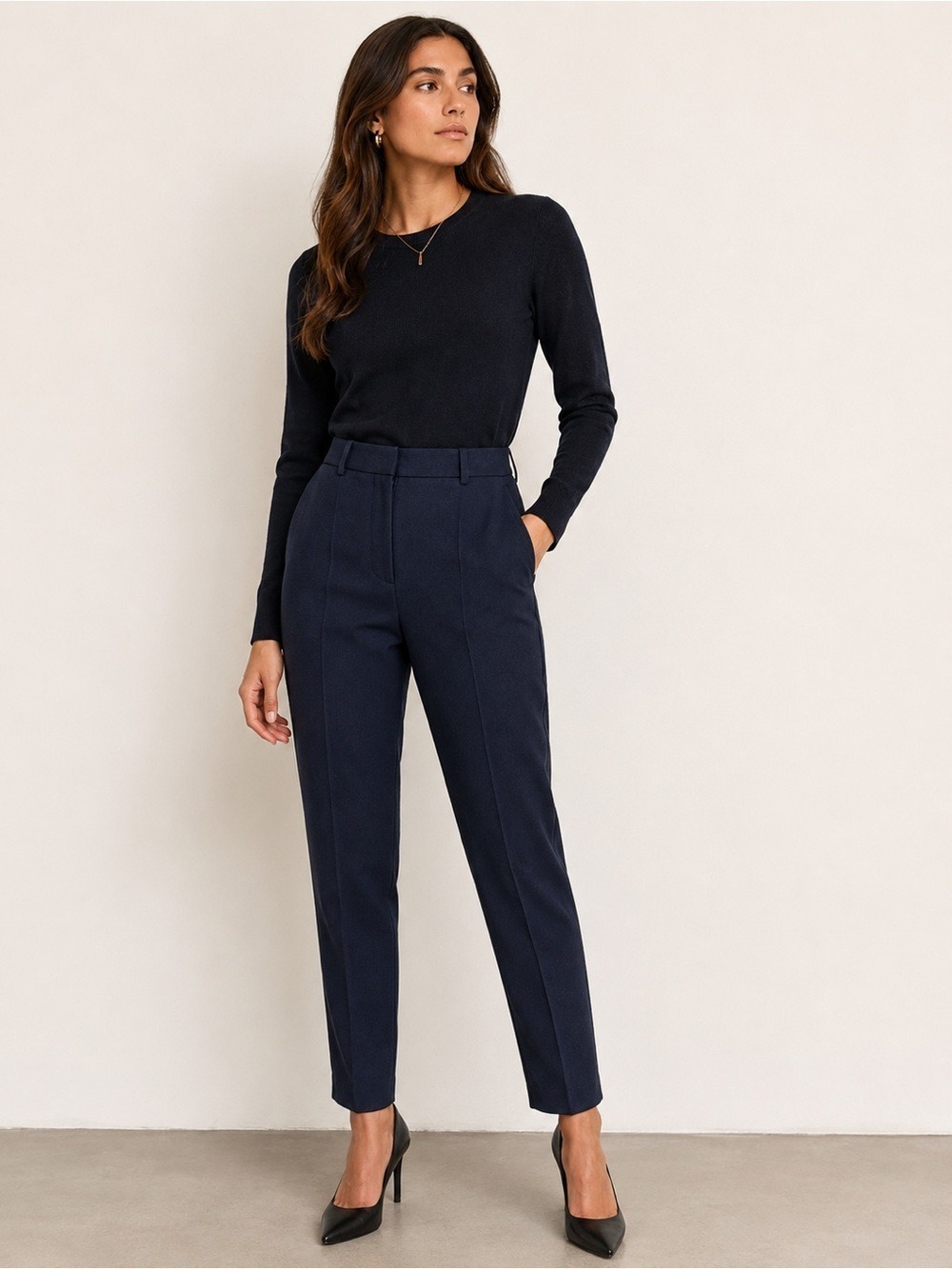 Reiss Navy Straight Leg Trousers